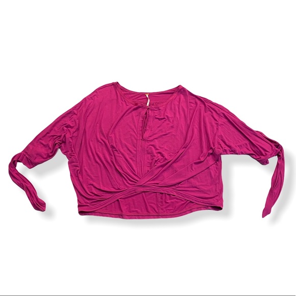 Free People Hot Pink Magenta Long Sleeve Top M - Picture 2 of 8